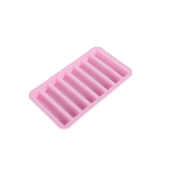 Silicone ice cube tray, pink with long rectangular mold channels