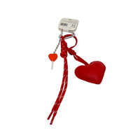 Red heart key chain with braided red cord and leather-style heart charm