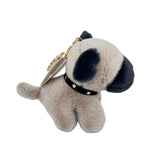 Plush Dog Keychain with Gold Ring