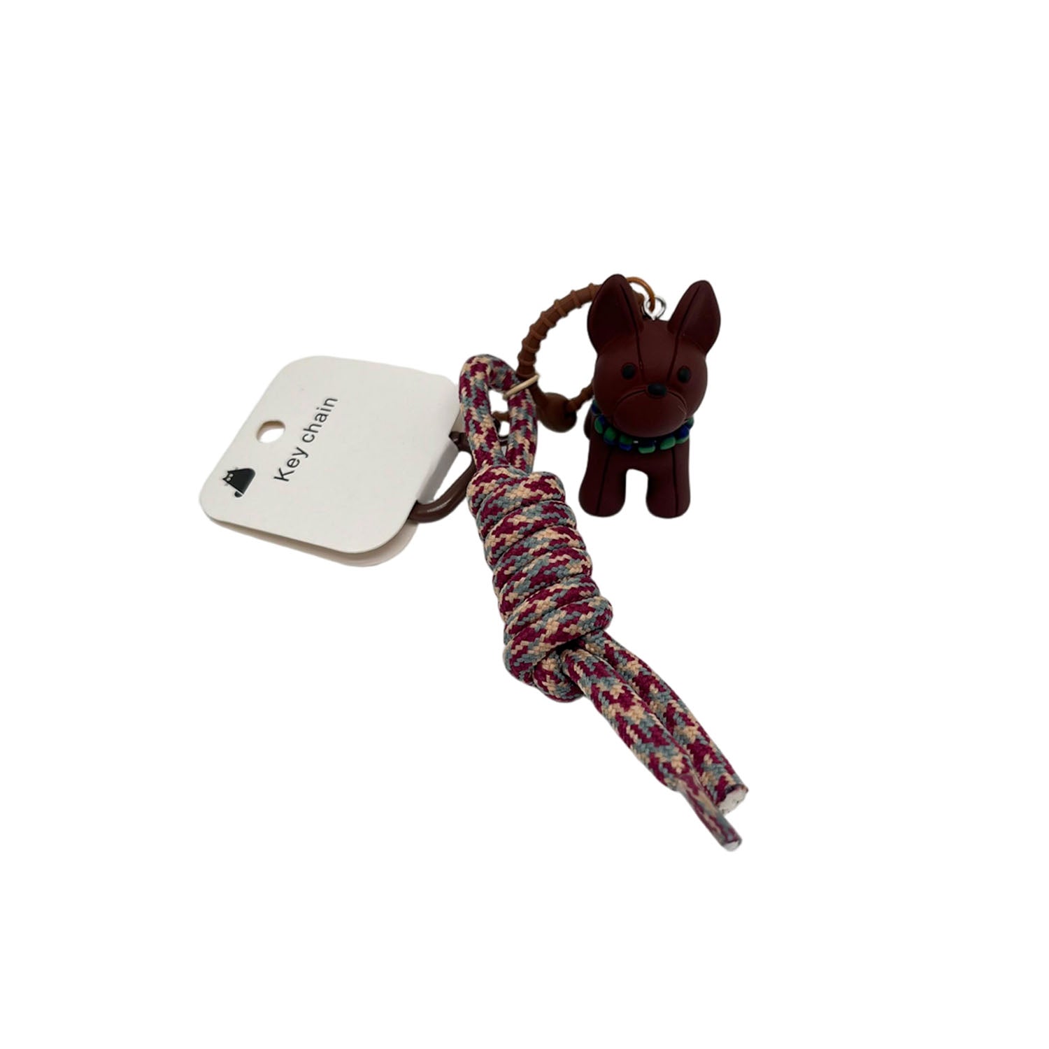 Dog-Shaped Keychain with Multicolor Rope 1