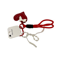 Heart key chain with red leather heart, white butterfly charm, silver chain