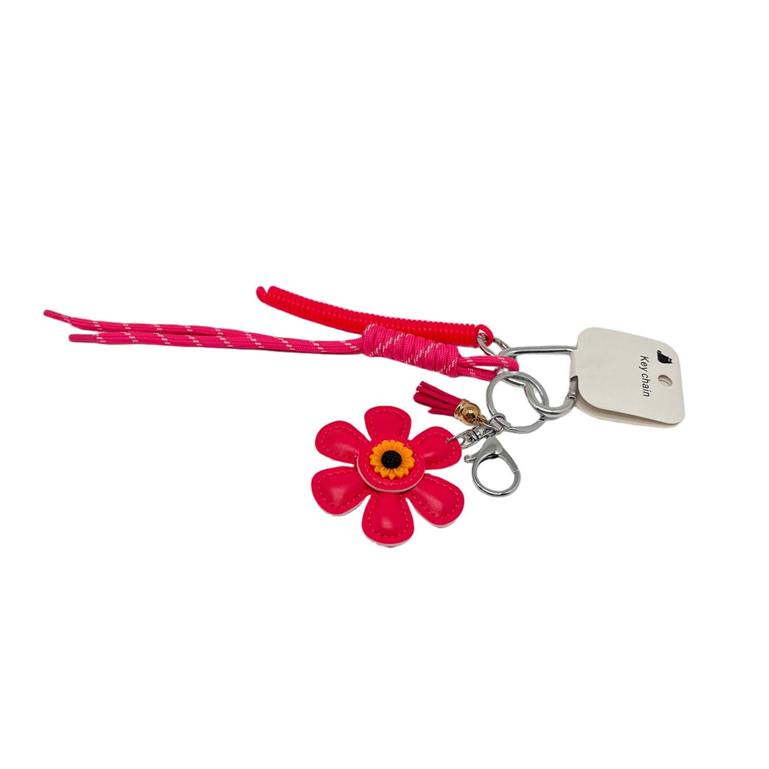Pink Floral Keychain with Adjustable Cord 2