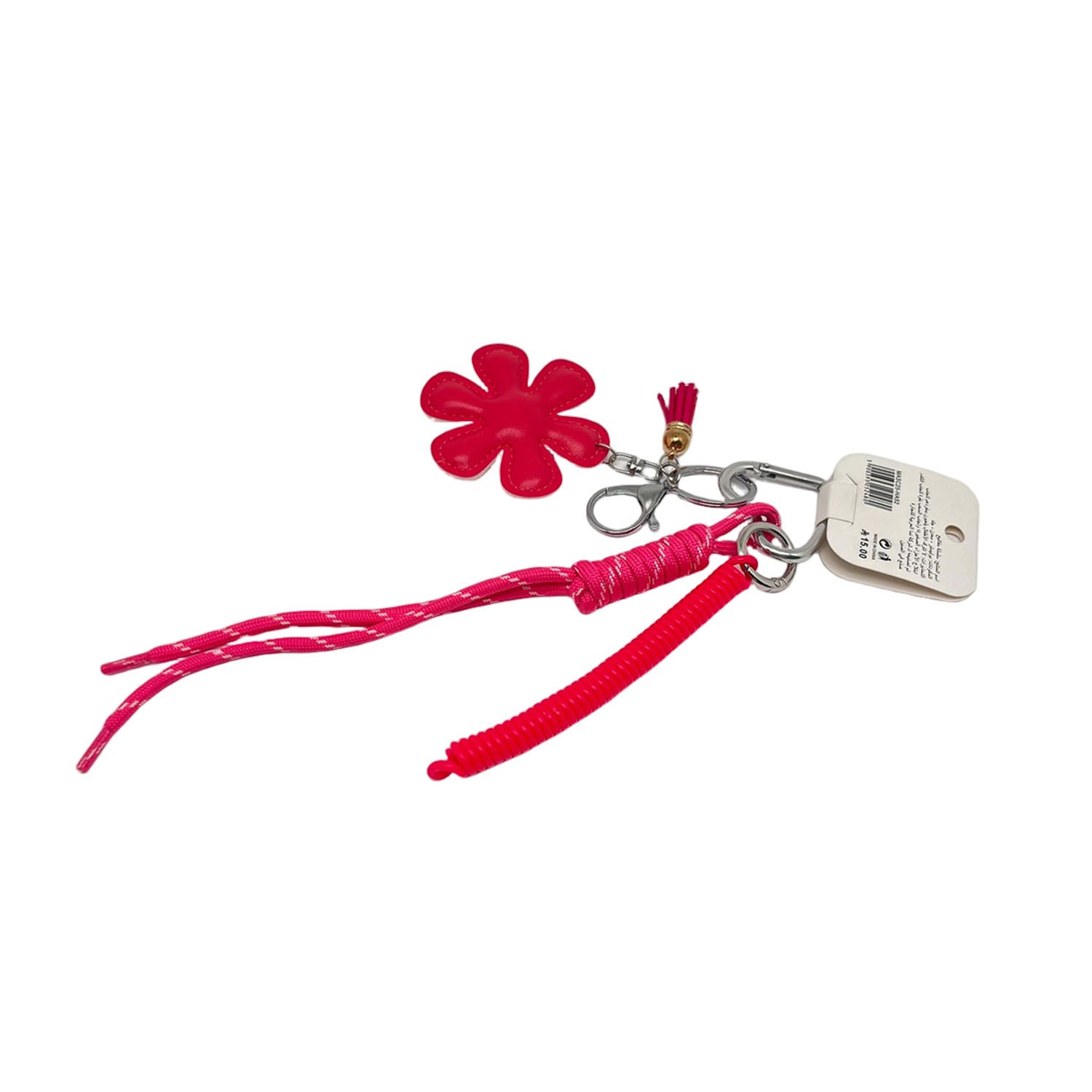 Pink Floral Keychain with Adjustable Cord 3