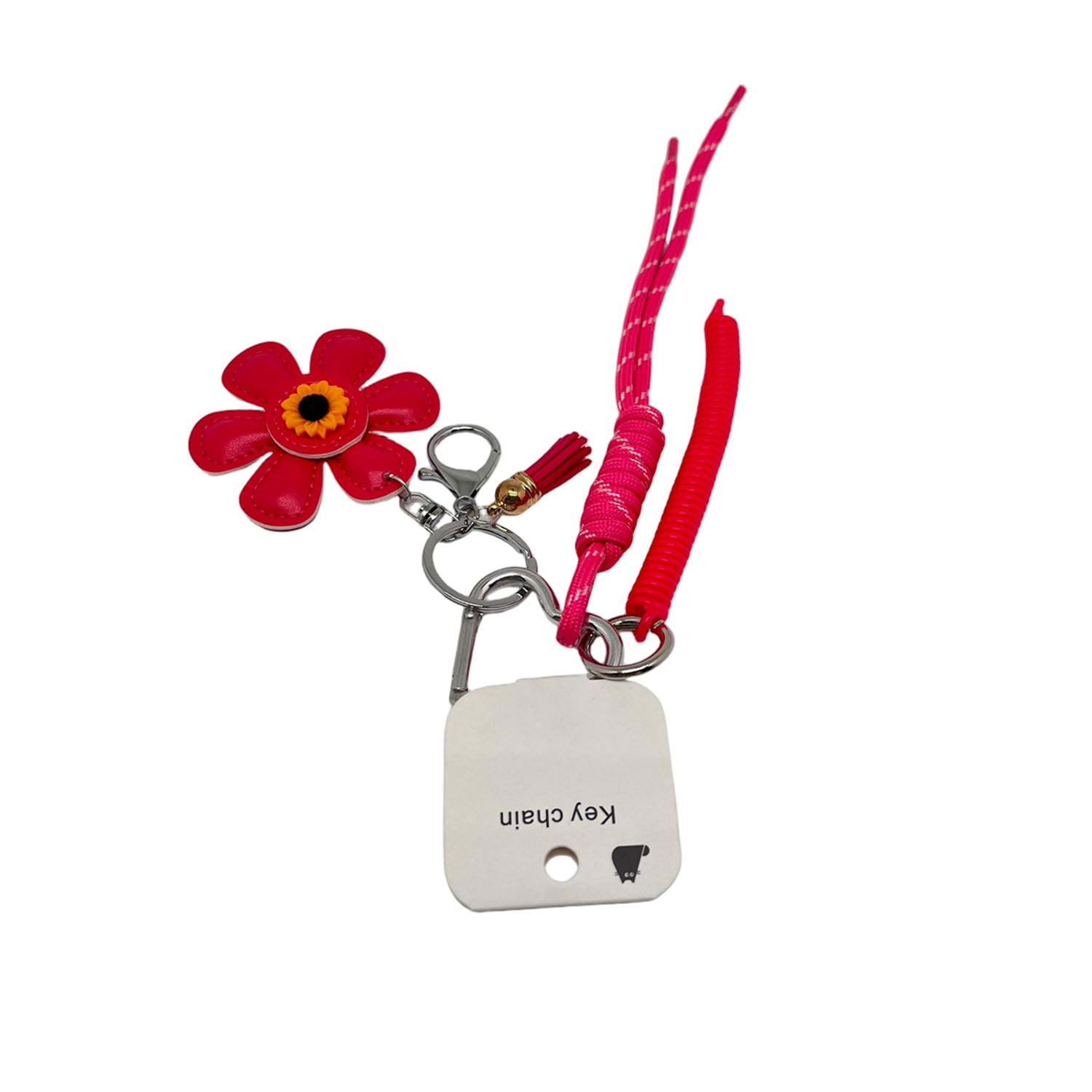 Pink Floral Keychain with Adjustable Cord 5