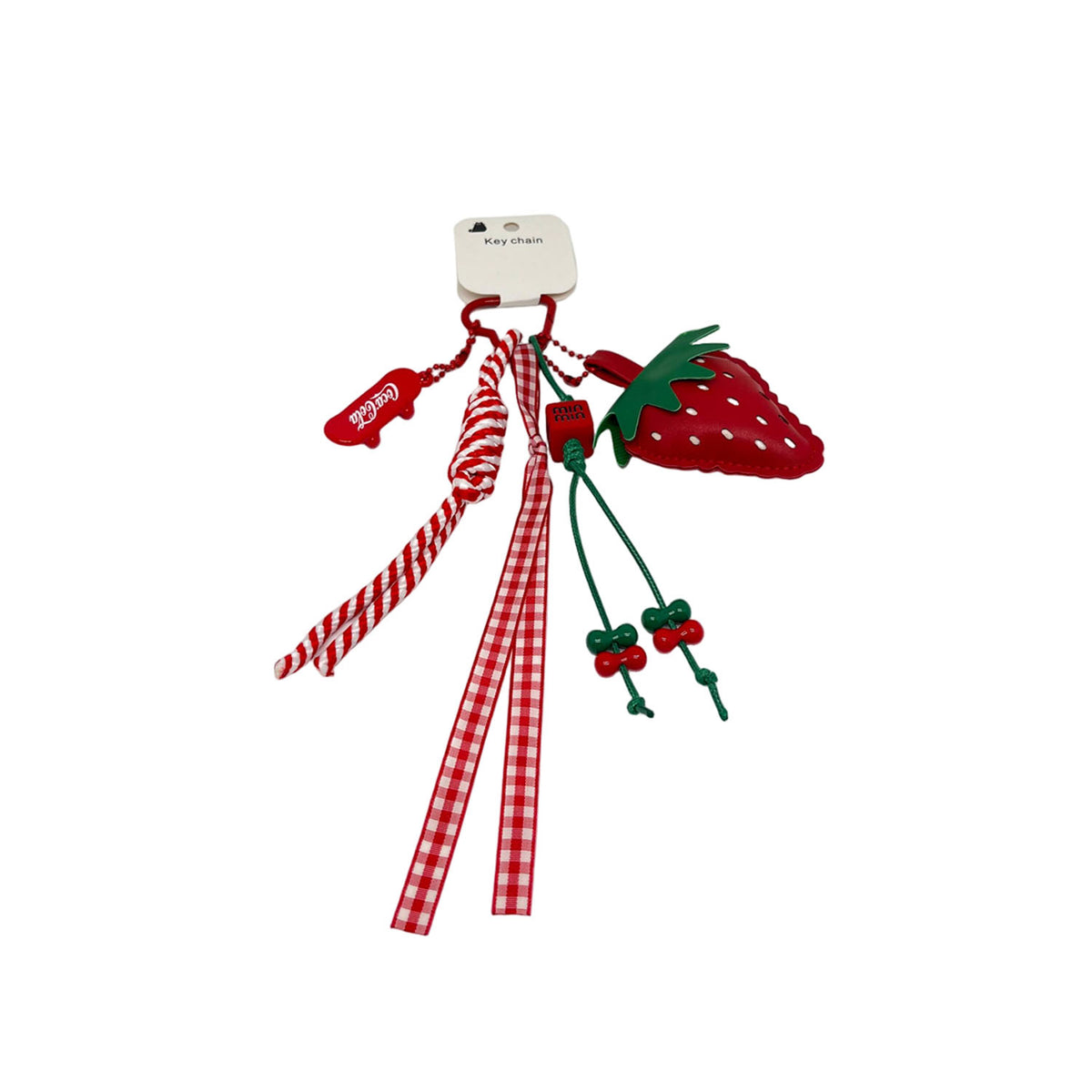 Strawberry Keychain with Ribbons and Charms 1