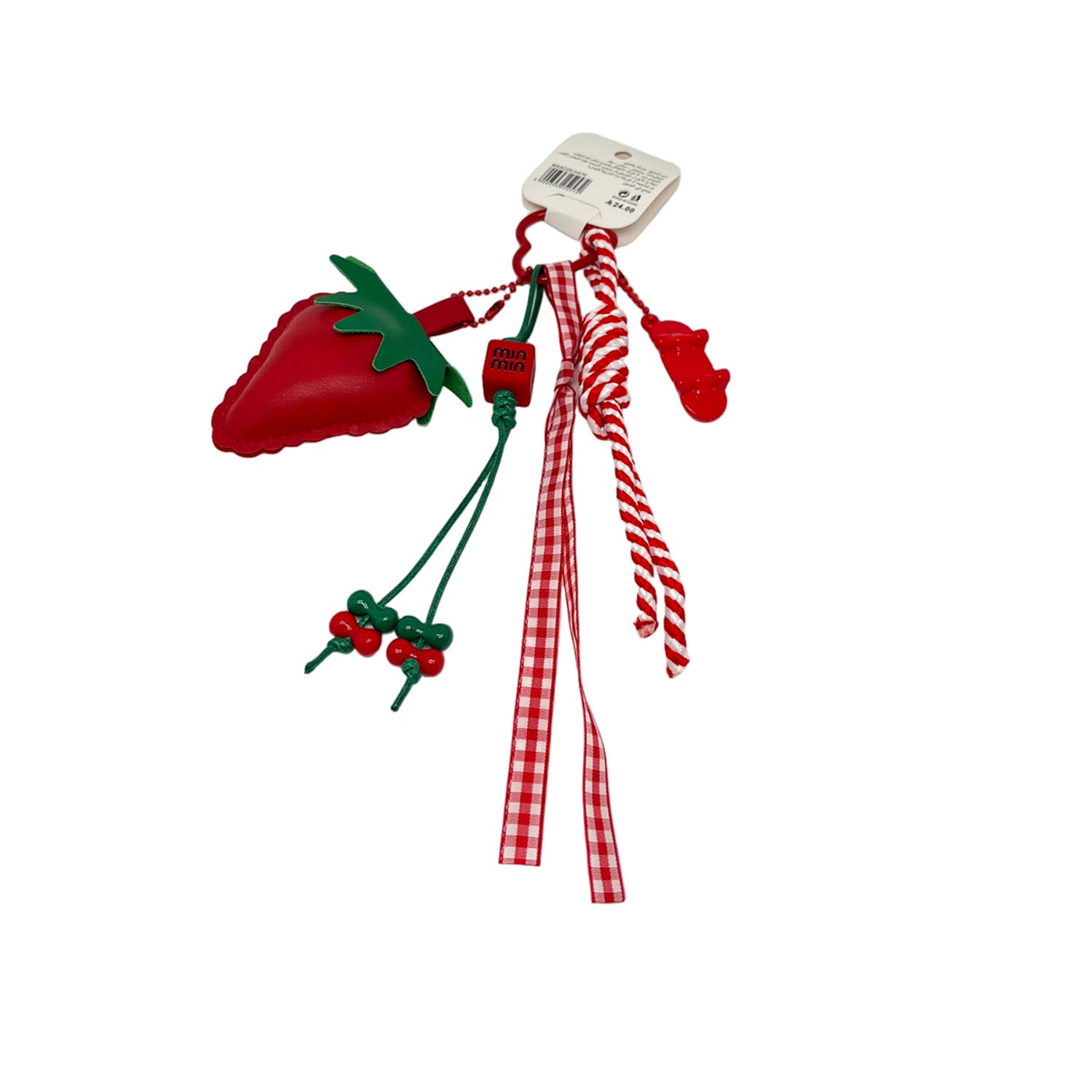 Strawberry Keychain with Ribbons and Charms 3