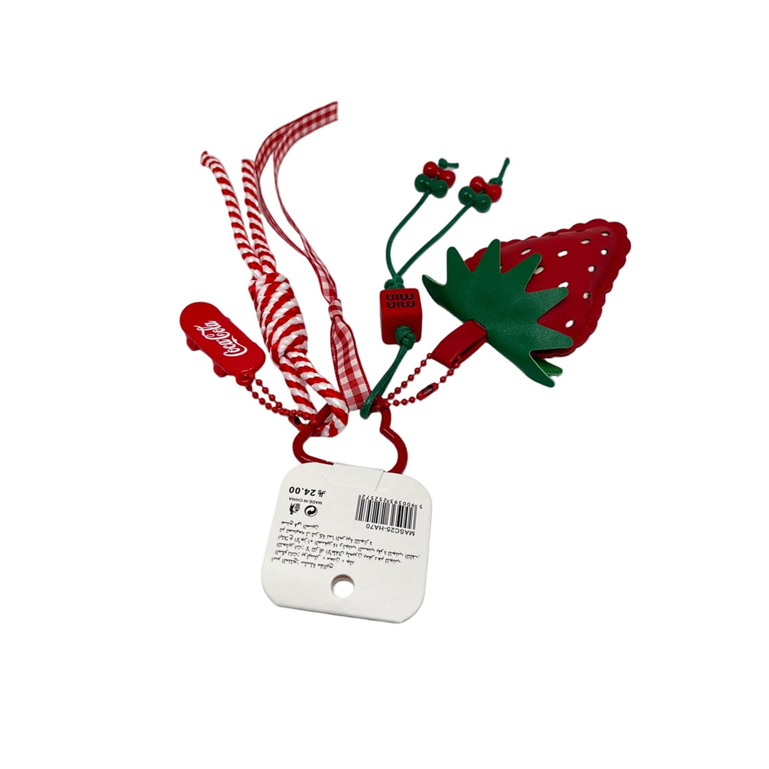 Strawberry Keychain with Ribbons and Charms 5