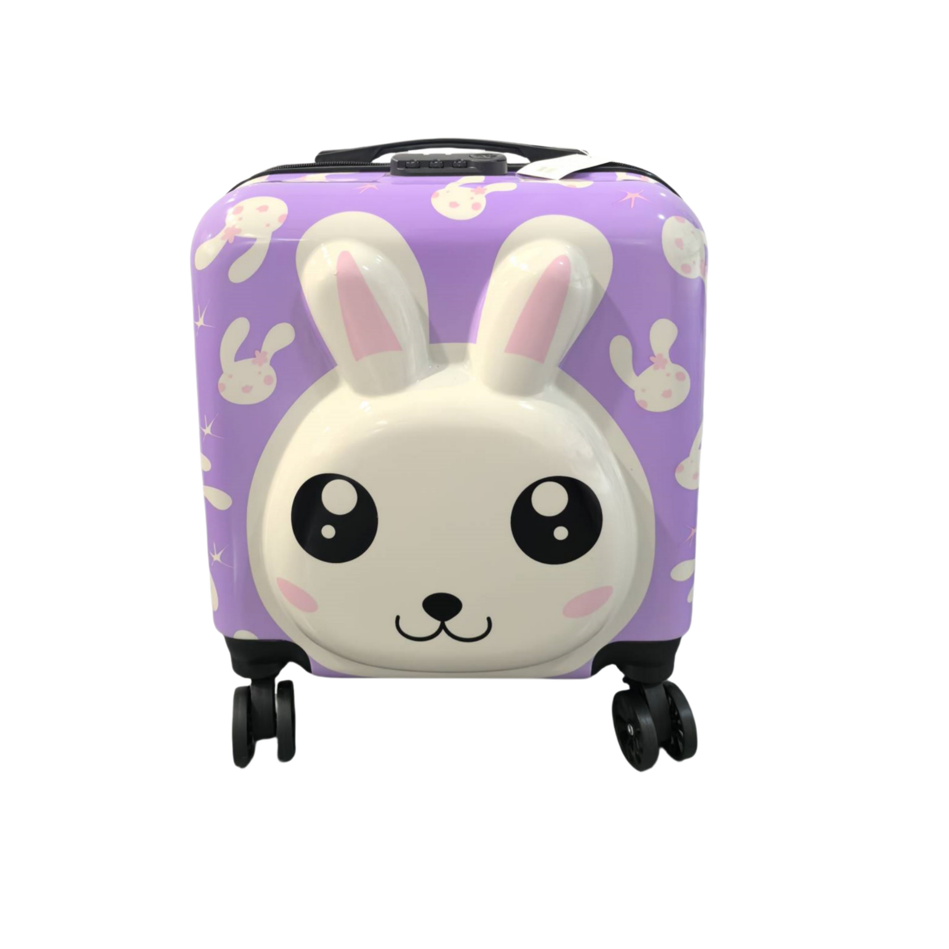 Kids Rolling Suitcase with Pink Bunny Design 5