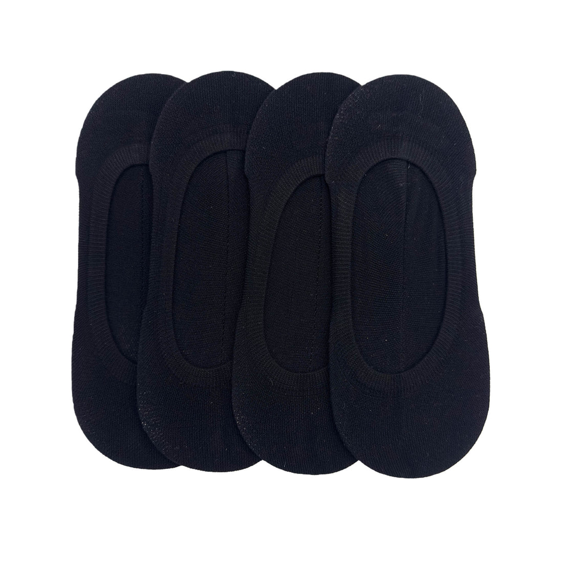 No-show socks, black set of four with smooth toe and cushioned heel