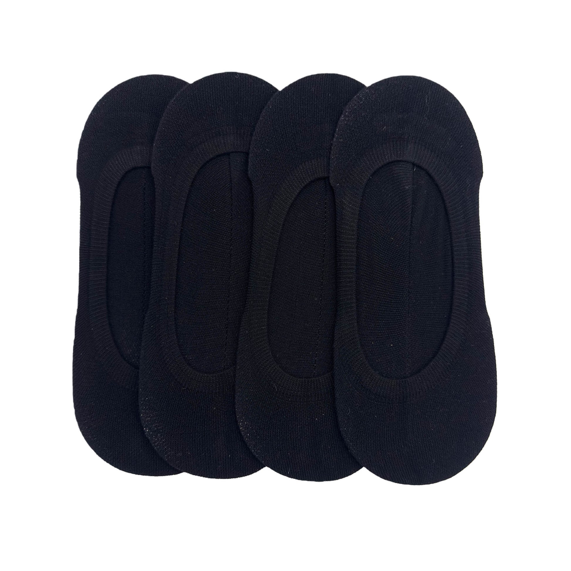 No-show socks, black set of four with smooth toe and cushioned heel