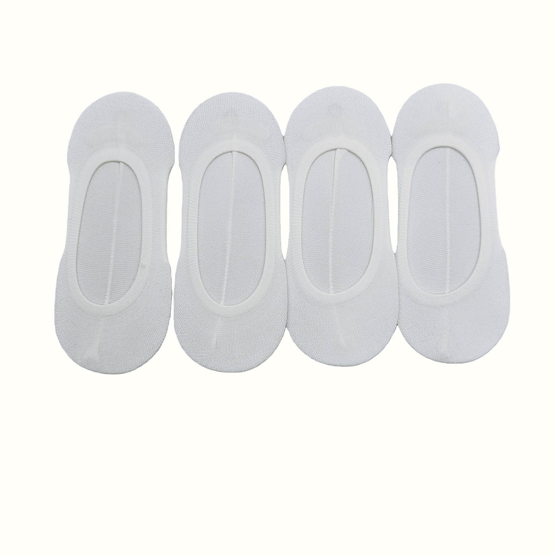 No-show socks, light gray set of four with smooth toe and cushioned heel