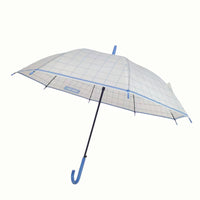 Transparent Umbrella with Checkered Design and Curved Handle 5