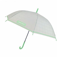 Transparent Umbrella with Checkered Design and Curved Handle 6