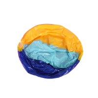 Colorful massage ball with orange, light blue, and yellow panels around center