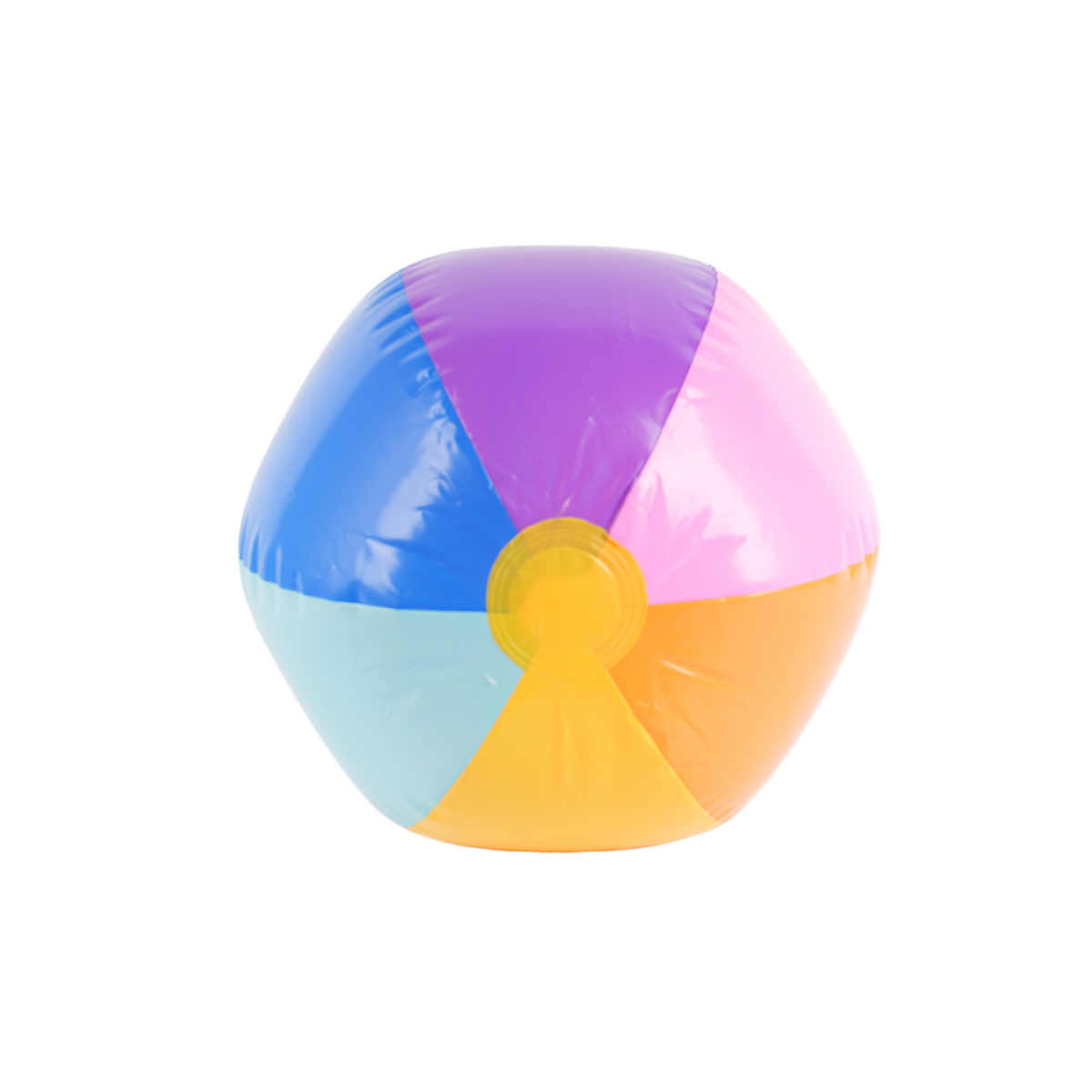 Colorful massage ball with pastel blue, purple, pink, and orange panels