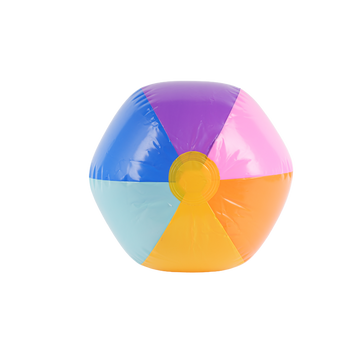 Colorful massage ball with six-panel wheel design and yellow center