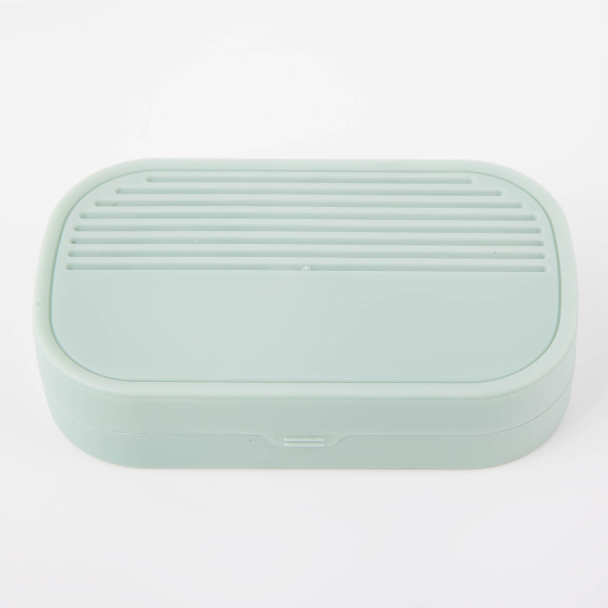 Mint portable manicure case with ribbed lid and smooth front panel