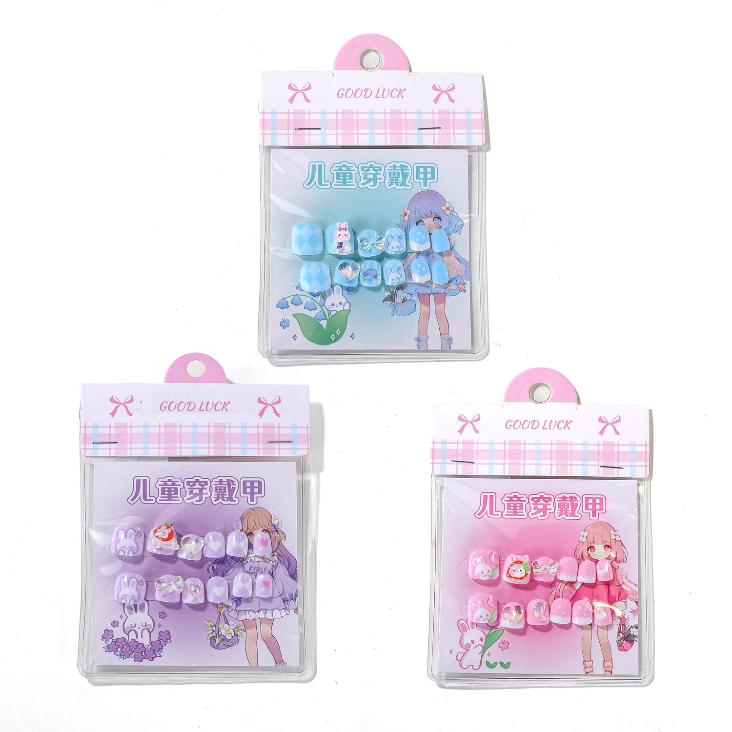 Kids' Artificial Nails with Bunny Designs 4