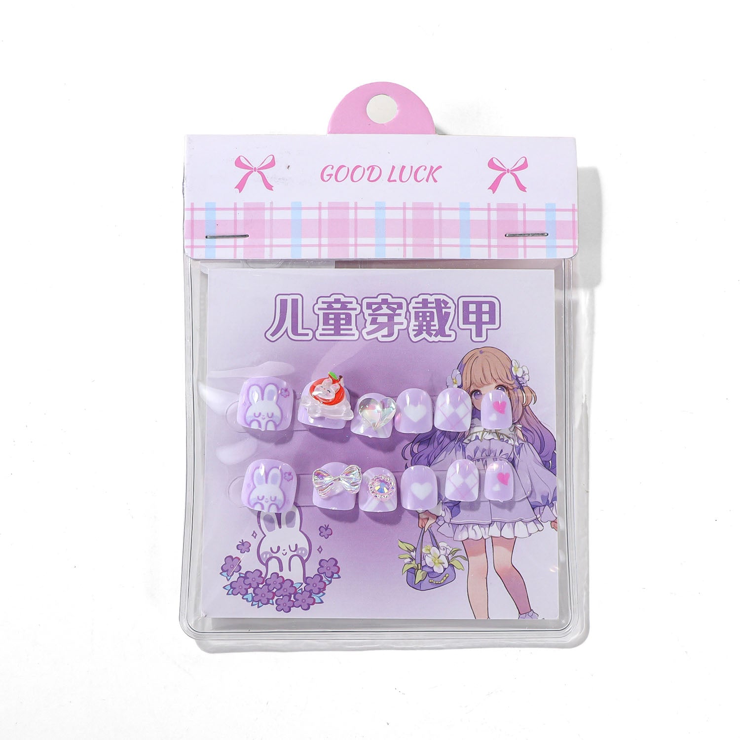 Kids' Artificial Nails with Bunny Designs 2