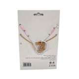 Double Layer Necklace with Pink and Gold Beads 3