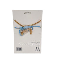 Gold and Blue Necklace Set with Floral Pendant 4