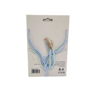 Three-layer beaded necklace set with star and crescent moon charms, light blue