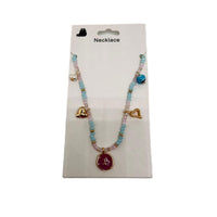 Beaded Necklace with Gold Charms and Colorful Hearts 4
