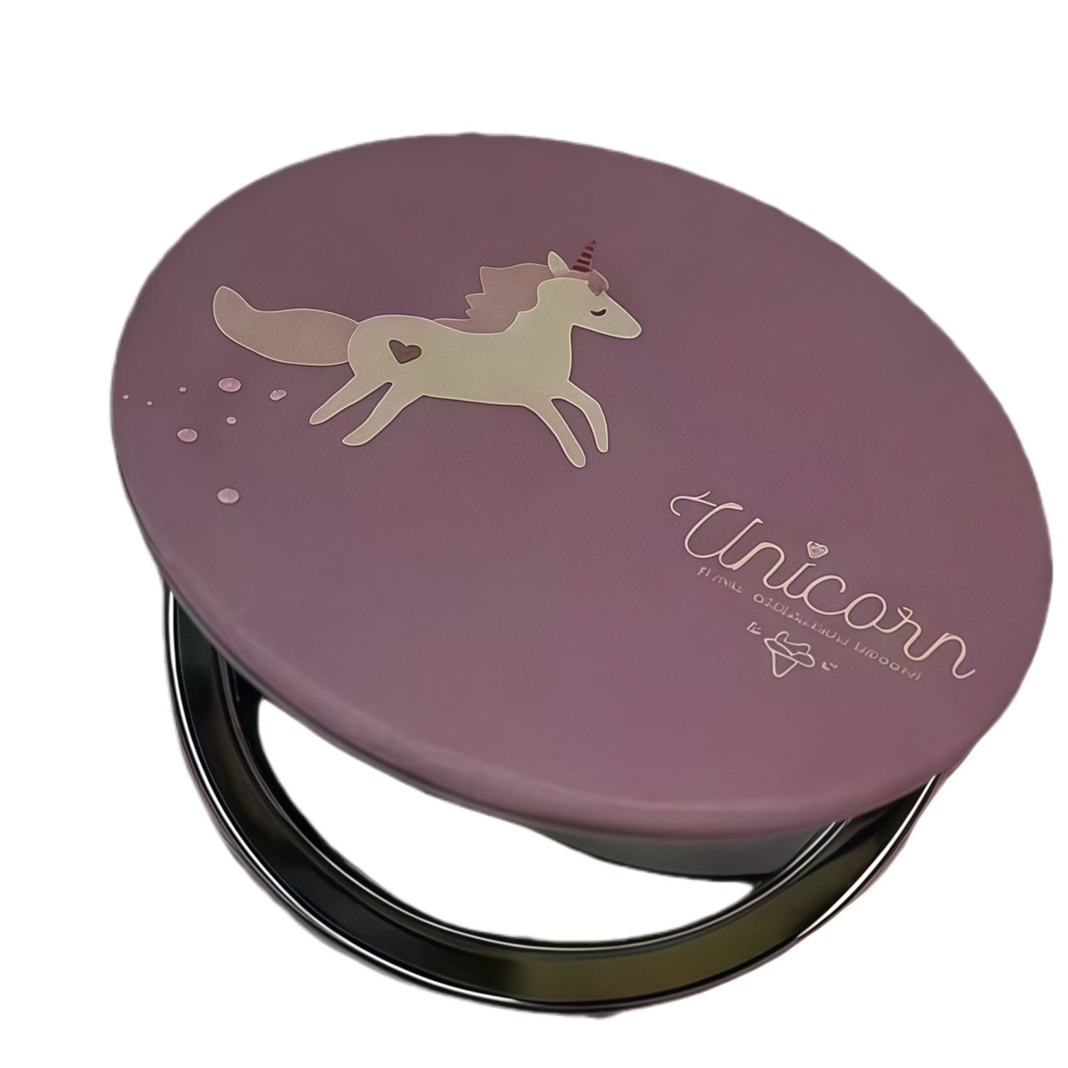 Round Pocket Mirror with Unicorn Design 2