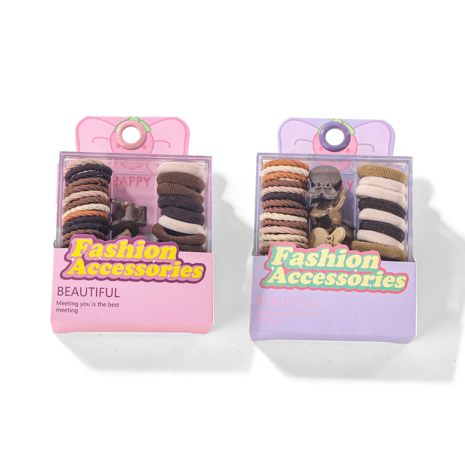 Hair Accessories Set with Earth Tone Hair Ties and Small Clips 5