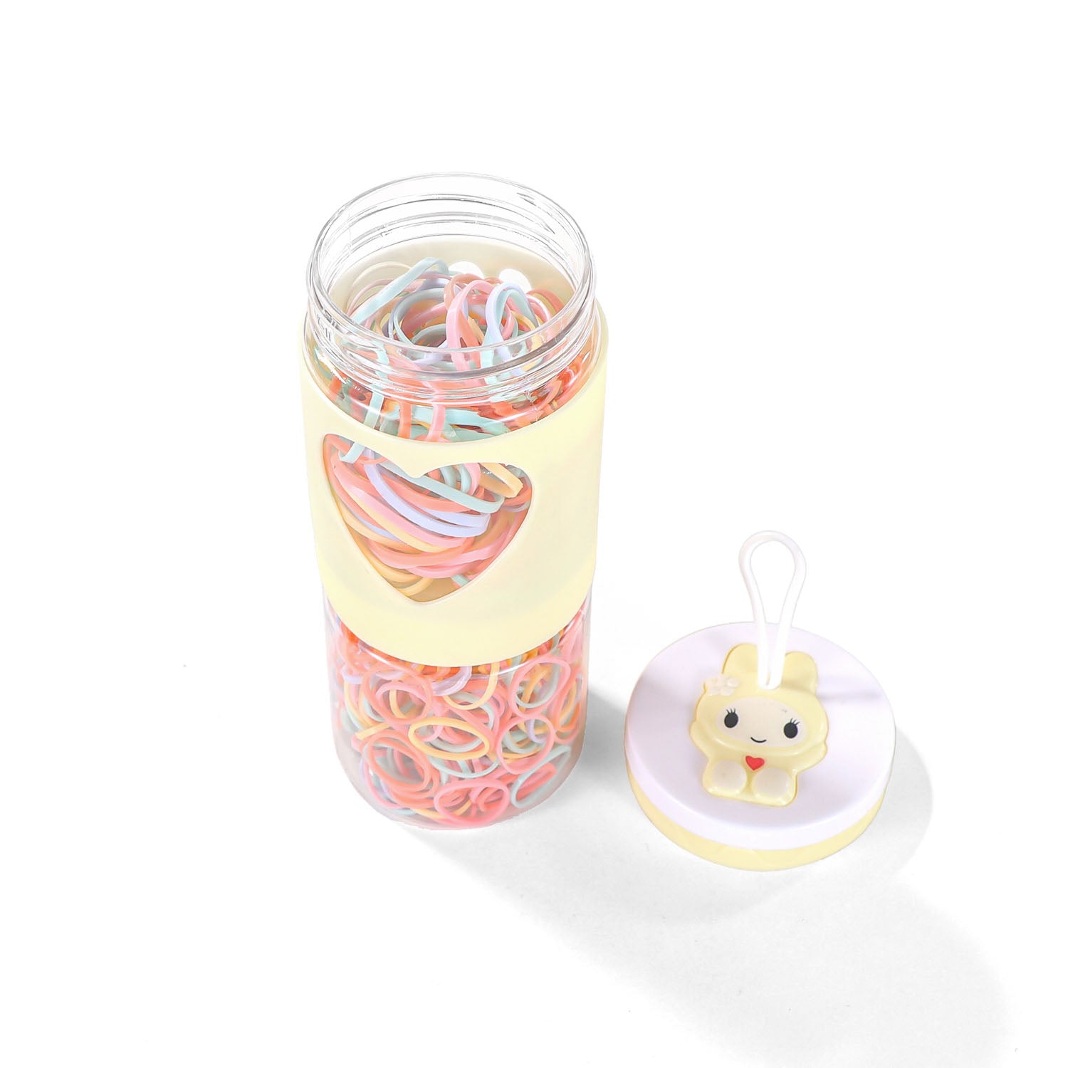 Colorful Hair Elastics Set in Plastic Jar with Decorative Lid 4