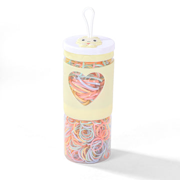Colorful Hair Elastics Set in Plastic Jar with Decorative Lid 1