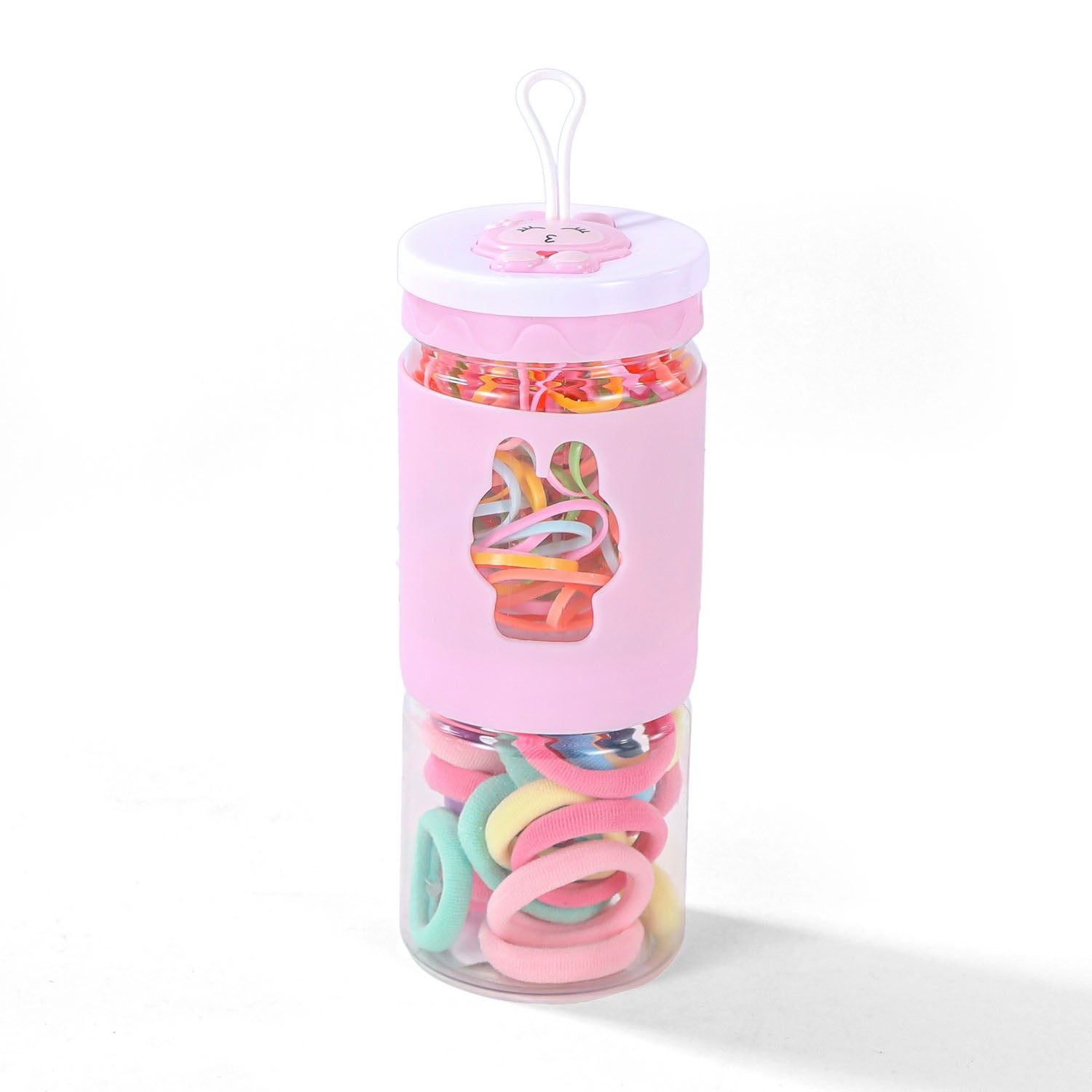 Double-Layer Hair Tie Container with Colored Hair Bands 3