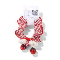 Cherry Design Checkered Hair Scrunchie 4