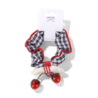 Cherry Design Checkered Hair Scrunchie 3