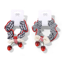 Cherry Design Checkered Hair Scrunchie 5