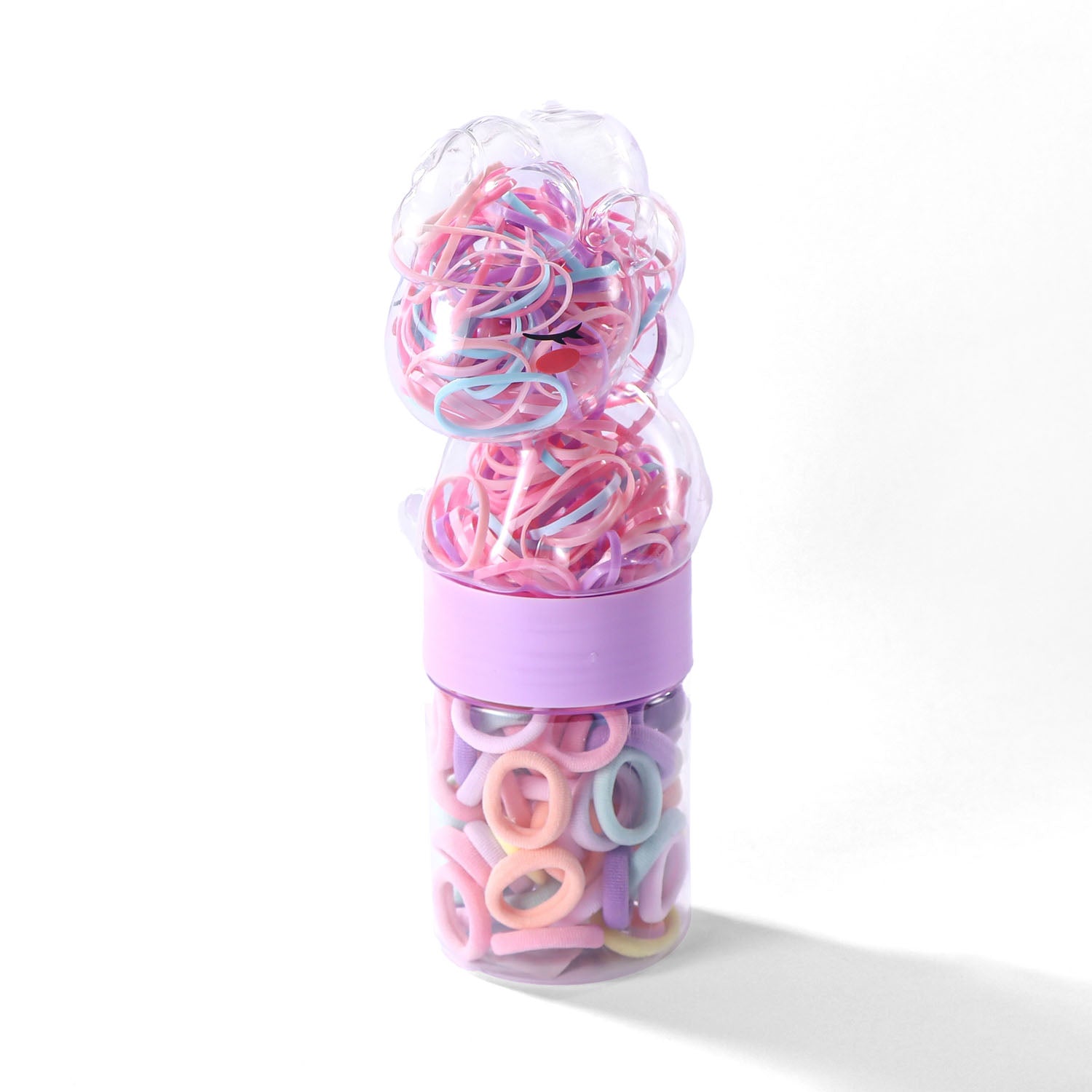 Colorful Hair Ties Set in Bear-Shaped Containers 3