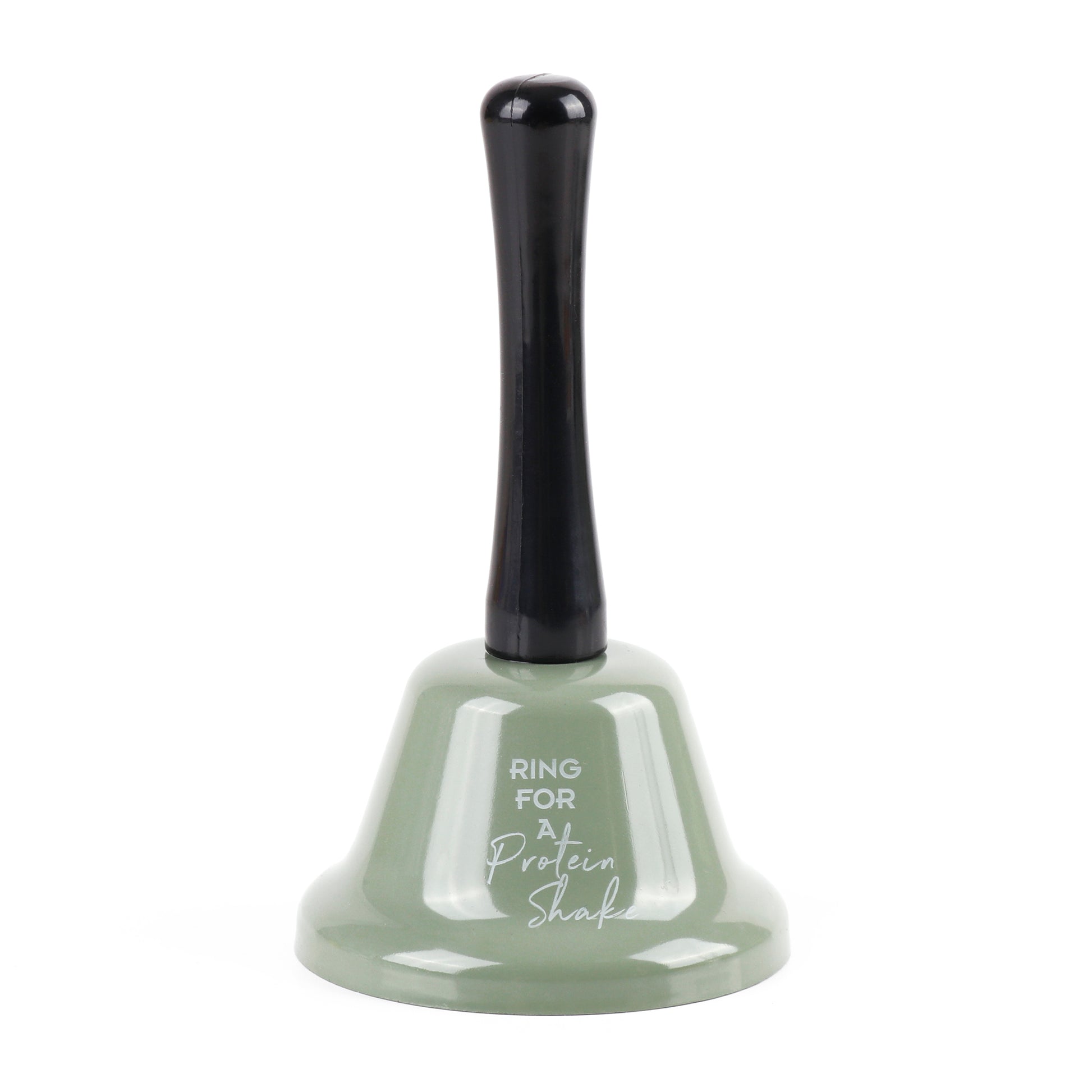 Green bell-shaped protein shaker base with black top cap