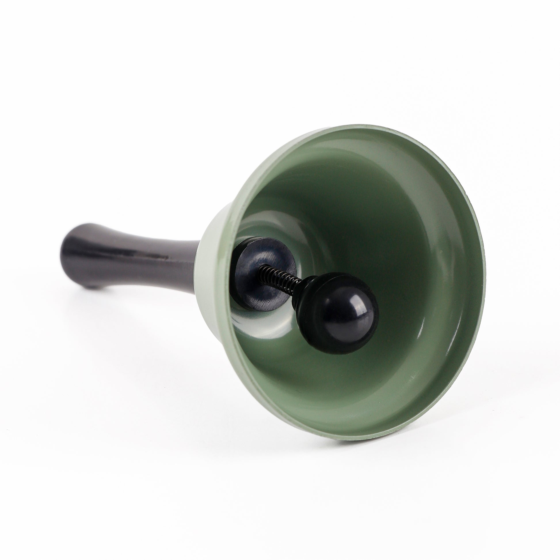 Green bell-shaped shaker base with black inner cap and short handle