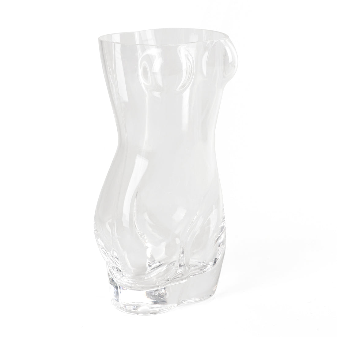 Clear glass cup with flared rim