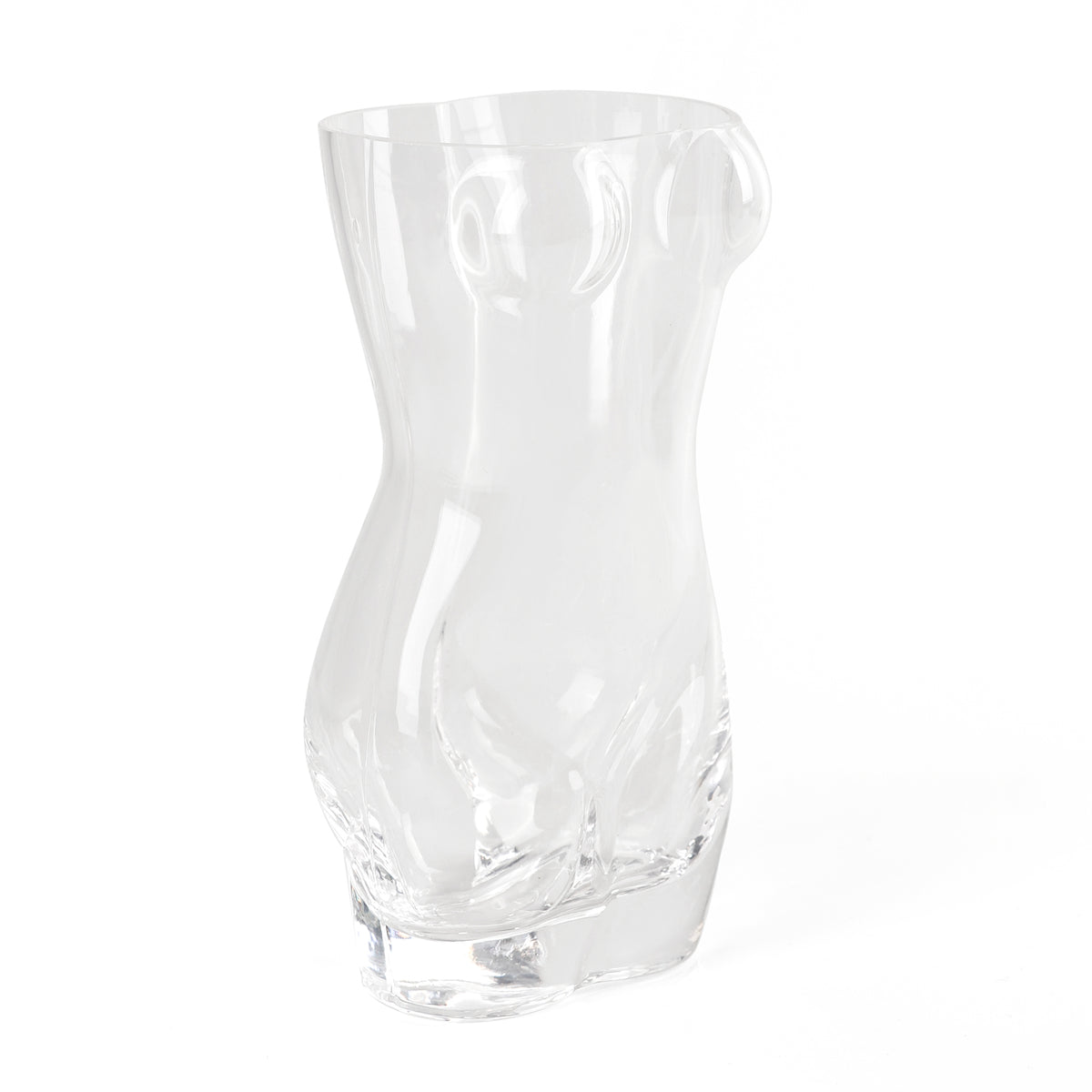 Clear glass cup with flared rim