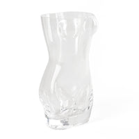 Clear glass cup with flared rim