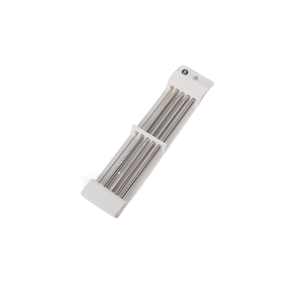 Stainless steel straw set in a plastic holder with cleaning brush included