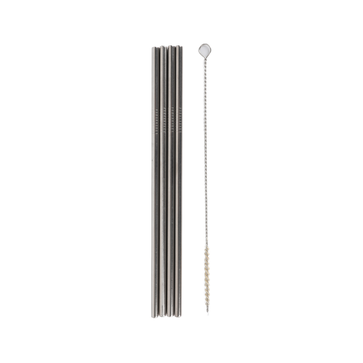 Stainless steel reusable straws and a separate cleaning brush
