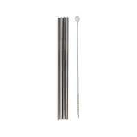 Stainless steel reusable straws and a separate cleaning brush