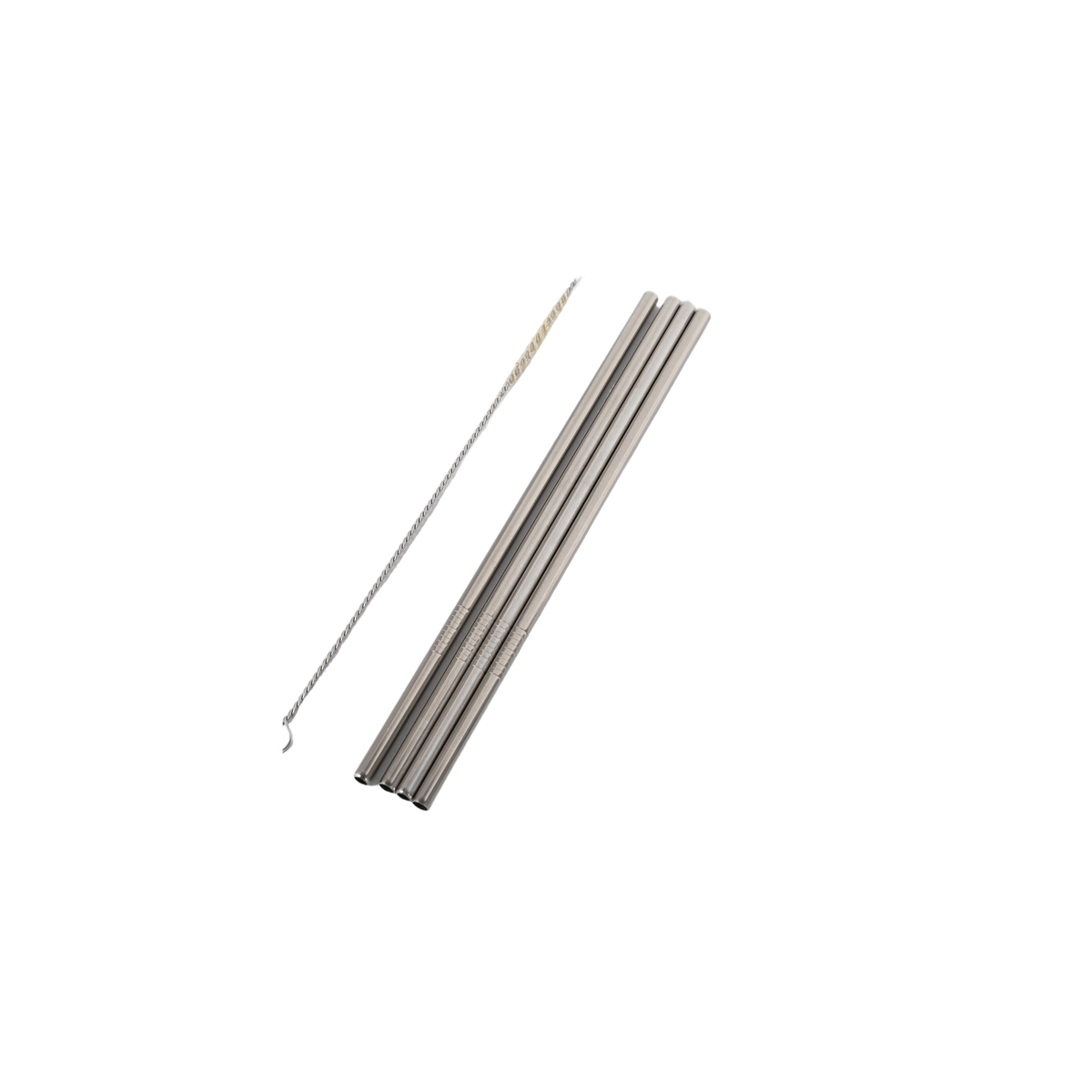 Set of stainless steel drinking straws with a matching cleaning brush