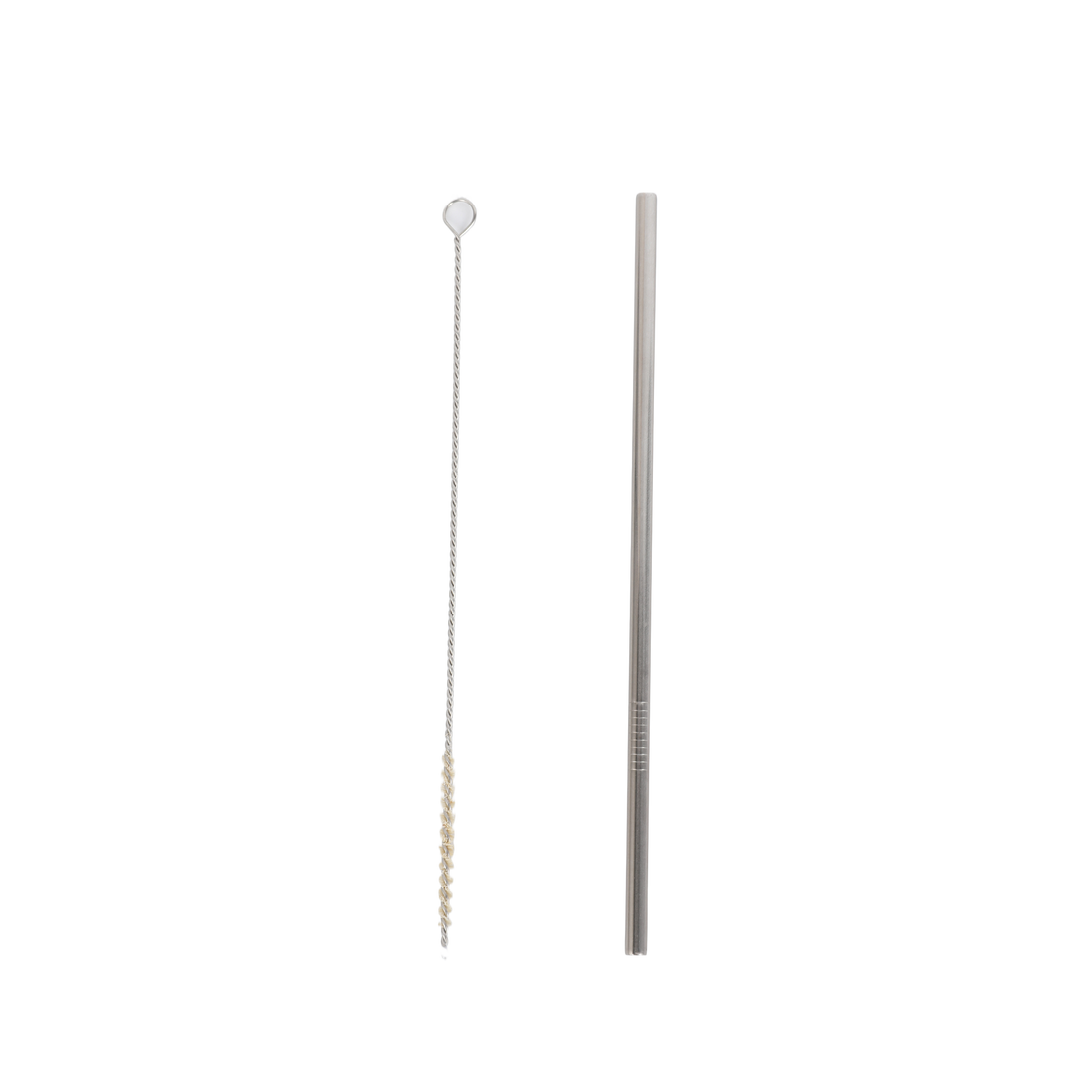 Stainless steel drinking straw with cleaning brush, slender tube and bristle end