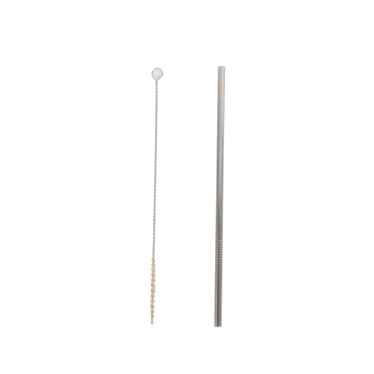 Stainless steel drinking straw with cleaning brush, slender tube and bristle end