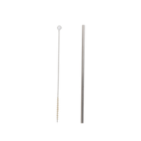 Stainless steel drinking straw with cleaning brush, slender tube and bristle end