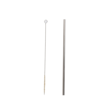 Stainless steel drinking straw with cleaning brush, slender tube and bristle end