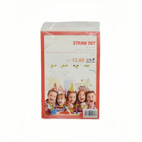 Straw set package pouch labeled “STRAW SET” with child-themed design.